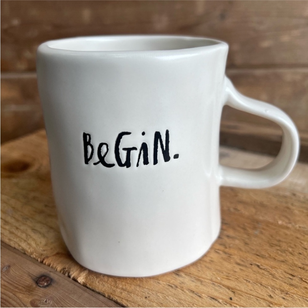Rae Dunn White Ceramic Mug with Inspirational Text